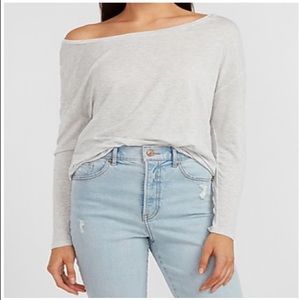 Express Relaxed Off The Shoulder Long Sleeve Top